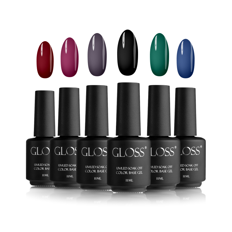 GLOSS Color base gel set "Dark", 6 pcs